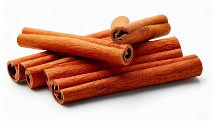 Brown cinnamon sticks on a white background isolated. Spices