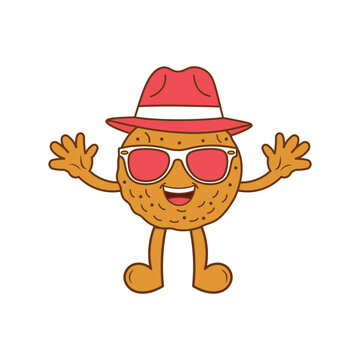 Chocolate chip cookie muscot funny Vector illustration.eps