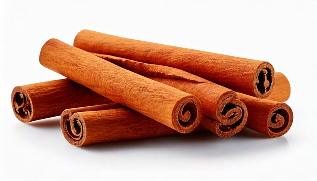Brown cinnamon sticks on a white background isolated. Spices