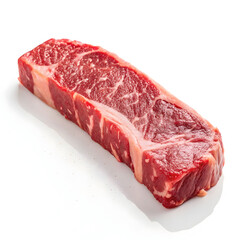 Raw steak strip isolated on white background showcasing fresh beef ingredient ideal for cooking, grilling, recipes,