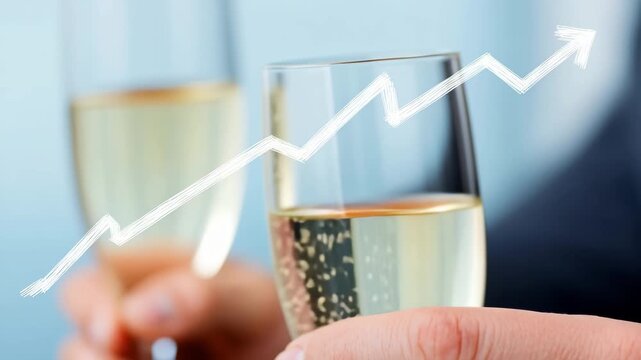 Hands Raising Champagne Glasses to Mark Completion of a Major Business Deal in Office