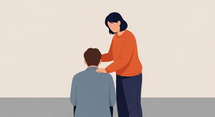 Woman offers comfort and support to a man in distress.