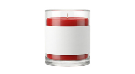 Red Scented Candle In Glass Jar With Blank Label