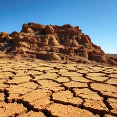 Parched earth texture with deep fissures from prolonged dryness,  environmental,  desolate