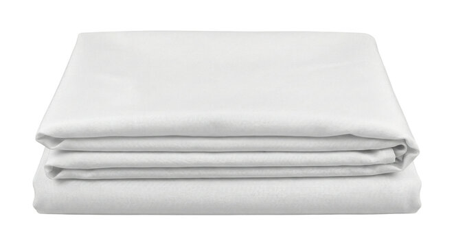 Folded White Cotton Bed Sheet Or Linen Stack