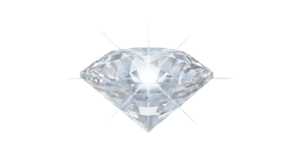 Sparkling diamond gemstone with reflections isolated on transparent background