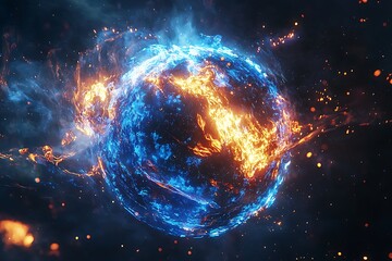 Obraz premium Space ignited planet radiating fierce heat high resolution picture