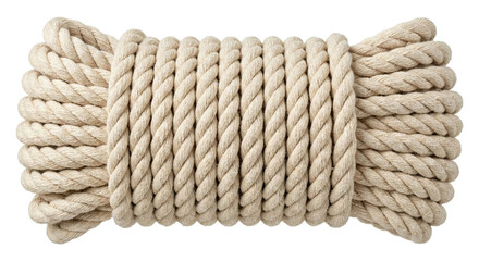 Coiled bundle of natural beige hemp rope texture © BTG