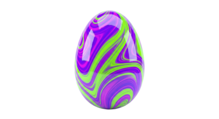 Neon green and purple psychedelic swirl Easter egg
