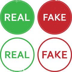 Real and Fake Label Icons Set