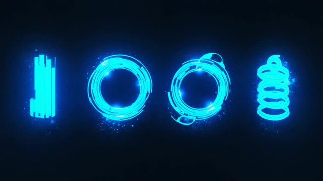 Futuristic Neon Blue Digital Numbers 1001 with Glowing Particles on Black Background image photo