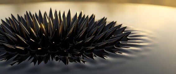 Dark ferrofluid forming spiky structure with magnetic field
