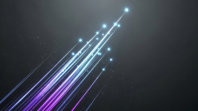 Modern abstract purple and blue light streaks rising, perfect for dynamic presentations or tech innovations with futuristic feel and minimalist design.