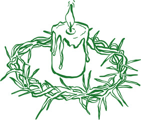 Doodle Crown of Thorns and Candle Composition Sketch