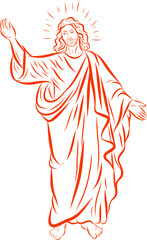 Doodle Sketch of Jesus Christ Blessing with Hand