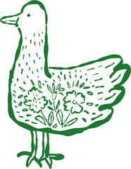 Decorated Doodle Style Easter Chicken Bird with Pattern