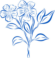 Doodle Hand-Drawn Spring Flower Petal Outline Sketch