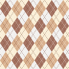 Seamless argyle pattern on dark brown and brown, beige cream, repeat seamless pattern