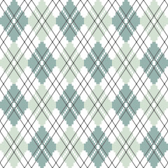 Seamless argyle pattern on sage green shades, gray, repeat pattern, pixeled