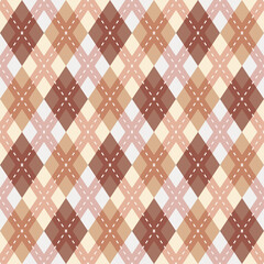 Seamless argyle pattern on dark brown and brown, beige cream, repeat seamless pattern