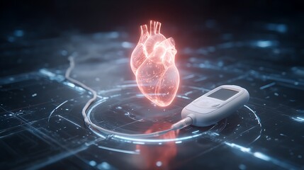 Heart monitor device for cardiac health and medical technology innovation concept design render