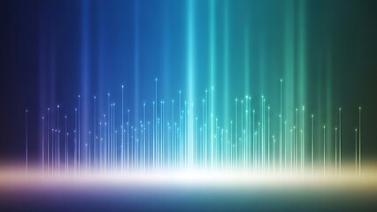 Stunning glowing lines radiating upwards in vibrant blue and green, representing futuristic technology and digital connectivity for modern designs