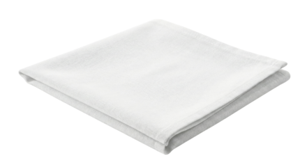 Folded white linen napkin or handkerchief