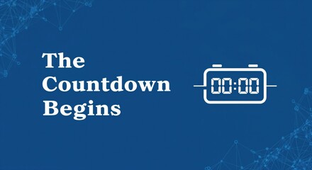 The Countdown Begins with a Digital Timer Icon on a Blue Background, Representing Time, Start, and Anticipation