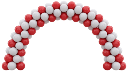 Festive red and white balloon arch perfect for celebration events and cheerful party decorations
