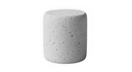 Textured white cylindrical object with a rough porous surface
