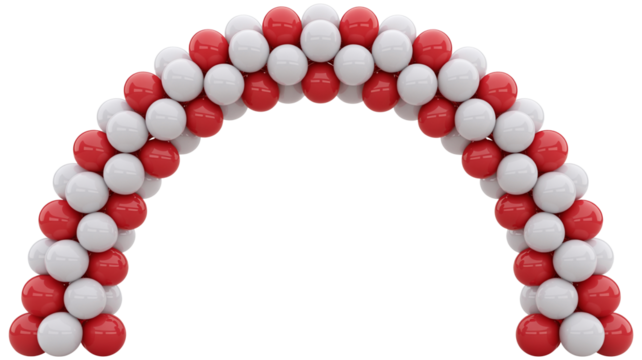 Festive red and white balloon arch perfect for celebration events and cheerful party decorations