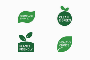 Sustainable and healthy choice green icons set