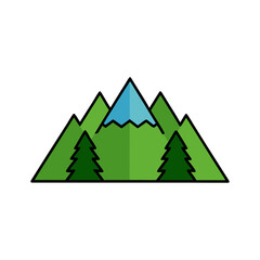 Obraz premium Vector Clip Art Forest Mountain on White Background for Web and Graphic Design