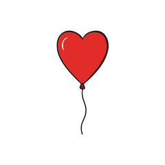 Vector Clip Art Heart Balloon on White Background for Web and Graphic Design