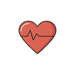 Vector Clip Art Heart Monitor Icon on White Background for Web and Graphic Design