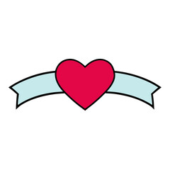Vector Clip Art Heart Banner on White Background for Web and Graphic Design