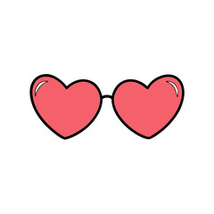 Vector Clip Art Heart Shaped Sunglasses on White Background for Web and Graphic Design