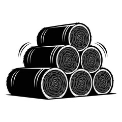 Hay Bale Silhouette Vector &ndash; Farm Straw Roll Illustration for Agriculture, Harvest, and Rural Designs