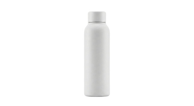 White matte stainless steel water bottle mockup