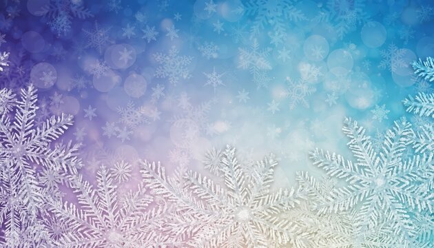 Winter wonderland background with snowflakes digital art abstract design cool color palette high-resolution image of snowflakes in a blue and purple gradient environment