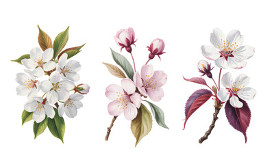 Watercolor pink and cream peony blossoms with foliage.