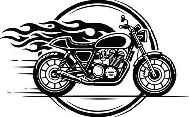 Obraz premium Classic Motorcycle Flame Circle Speed Logo Design .