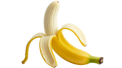 Enjoy vibrant yellow banana, peeled and ready to eat, a healthy snack for active lifestyles