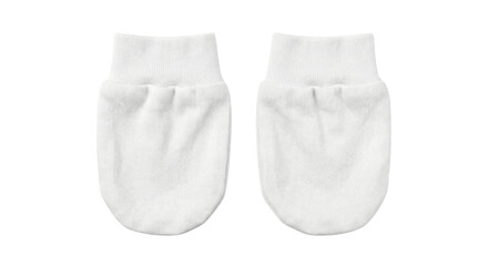 Pair of white cotton baby scratch mittens mockup