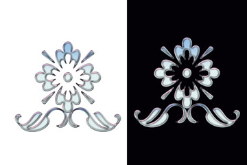 Floral design element. abstract shape flowers isolated on transparent and black background. Glowing neon flower shape for wallpaper, banner, pattern, card.