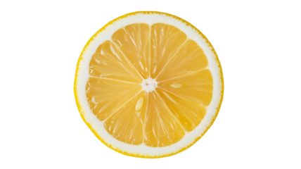 Vibrant slice of fresh lemon, perfect for summer recipes and healthy lifestyle promotions now available