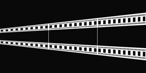 Film strip icon.  film strip vector with blank frames, perfect for vintage cinema photography and movie reel illustration. seamless vintage filmstrip roll frame. eps 10