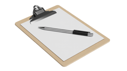 Professional clipboard with blank paper and sleek pen ready for notes and ideas on modern desk