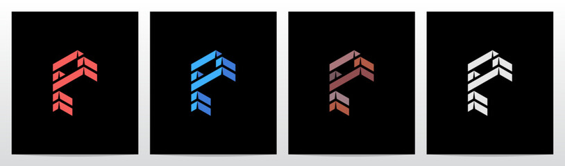 Brick Block Stack Building Structure 3-Dimensional Letter Initial Logo Design P