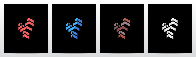 Brick Block Stack Building Structure 3-Dimensional Letter Initial Logo Design Y